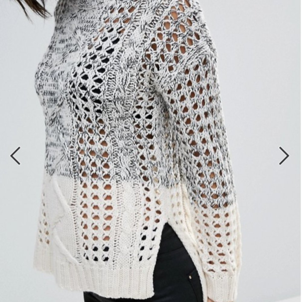 Cable Knit Color Block Sweater - Picture 3 of 9